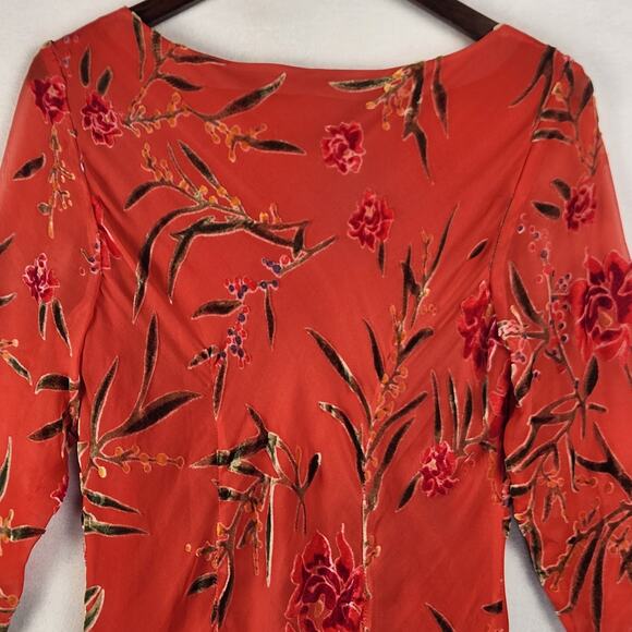Gala Collection Red Floral Velvet Burnout Dress  Women’s SZ M Vintage 1990’s - Picture 8 of 15